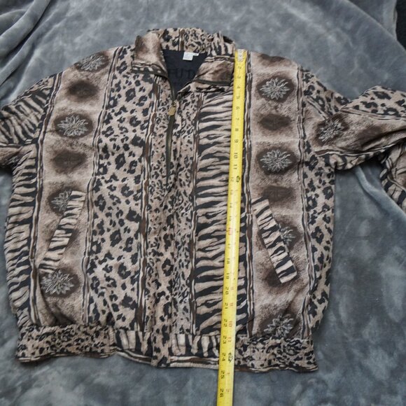 FUDA International Jacket Medium Animal Print Silk Bomber 90s Vintage Style - Picture 4 of 10
